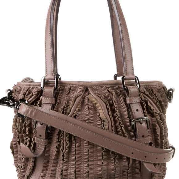 Burberry Old Rose Ruffled Leather Lowry Bag - Picture 3 of 15